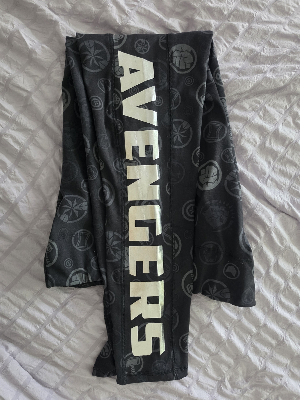 Disney Marvel Avenger Leggings - Black with Silver Logo - Size M